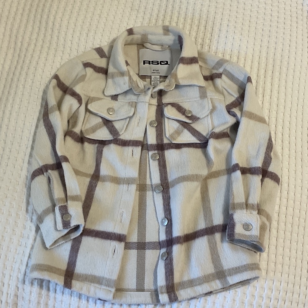 Girls Tilly’s Brown + Cream Plaid Coat 🍂